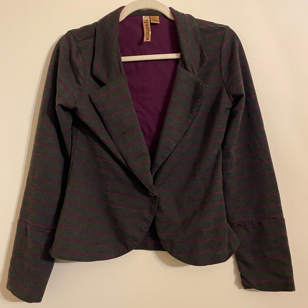 Tween Grey and purple striped Jacket, size M